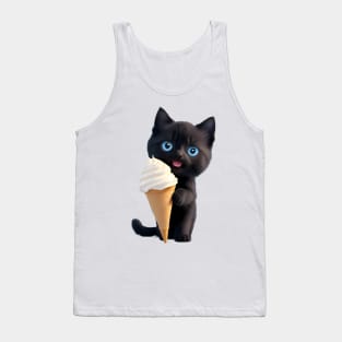 Cute Kitten's Ice Cream Delight Tank Top